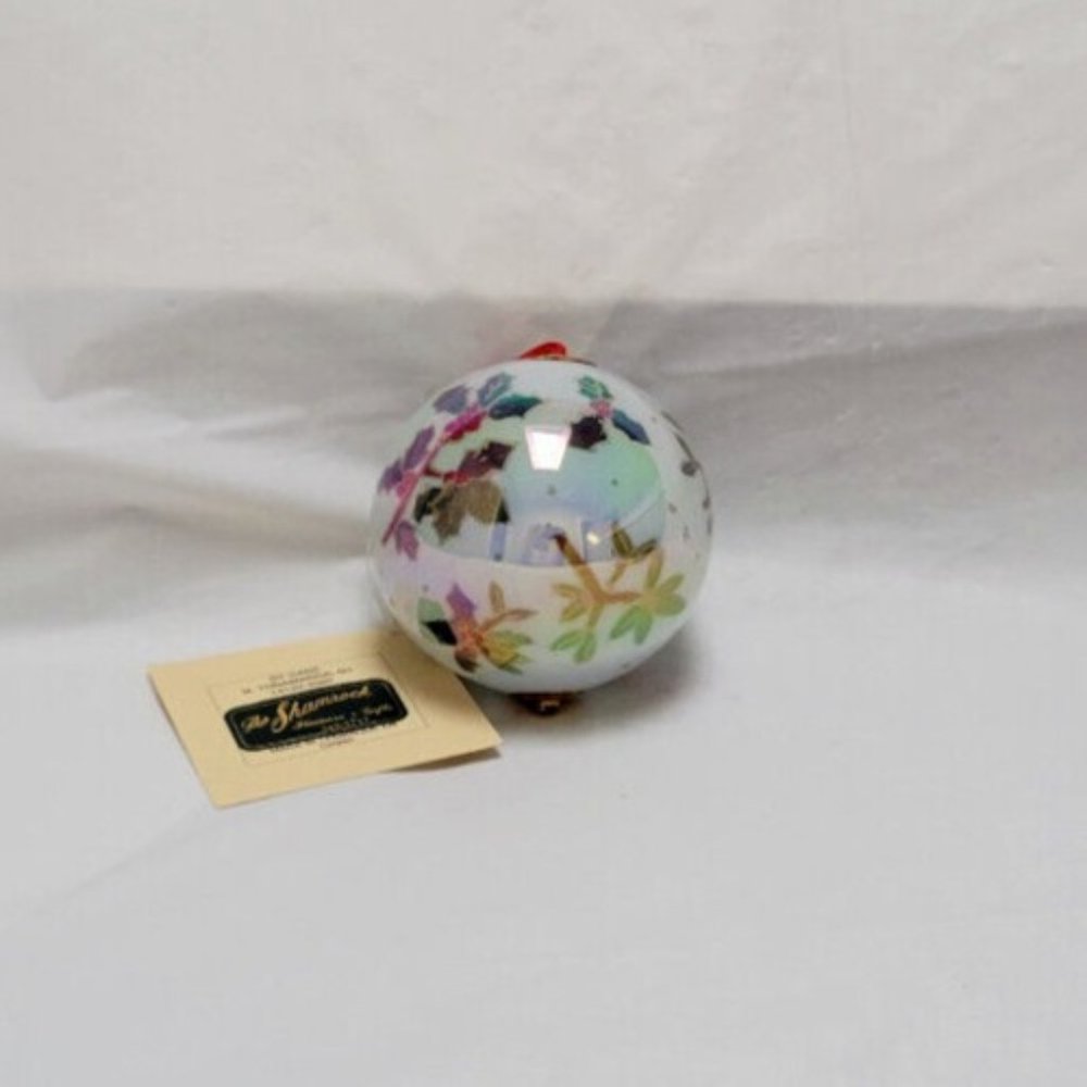 New Inside Painted Glass Ornament - Christmas Ornament - Holly - By Ganz